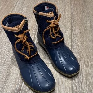 Classic  Navy and Tan Winter Boots-bargain priced!